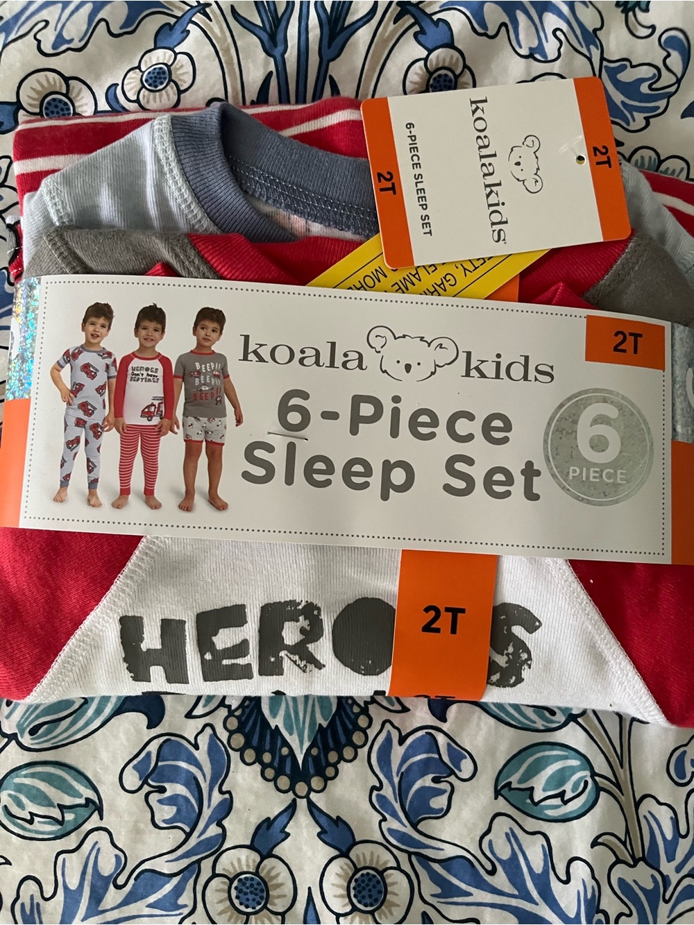 Koala Kids Red, Gray, White Fire Truck Toddler Sleep Set